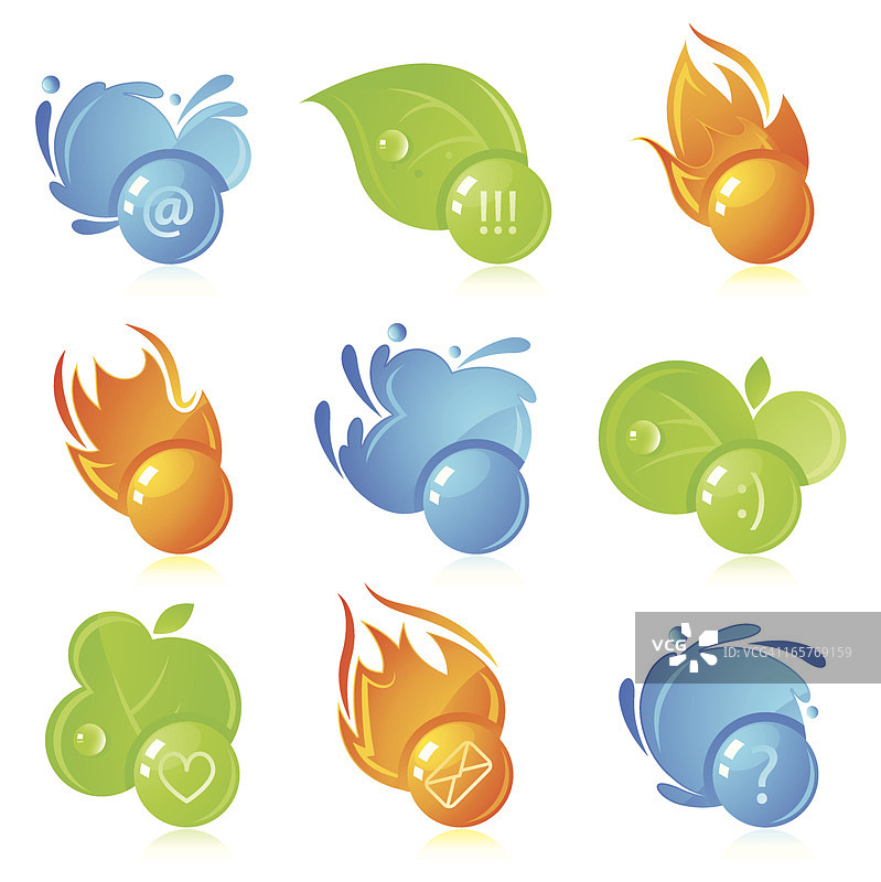 带有自然符号的明亮按钮图片素材