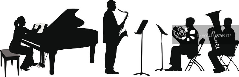 才艺表演矢量剪影图片素材