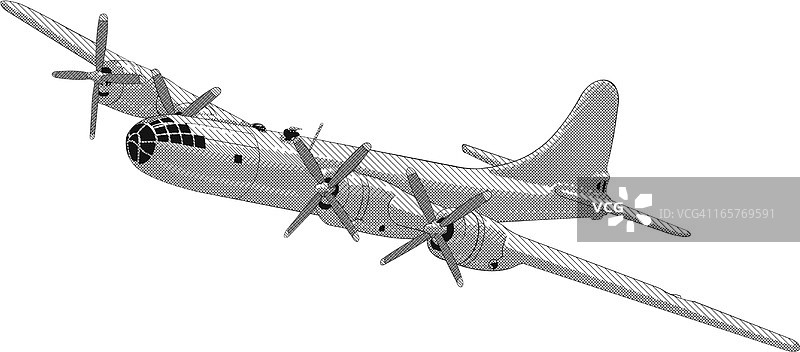 老式四叶螺旋桨飞机图片素材