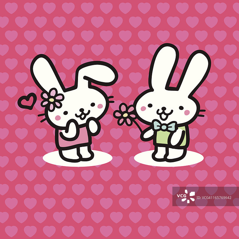 在情人节表达爱意的可爱兔子图片素材