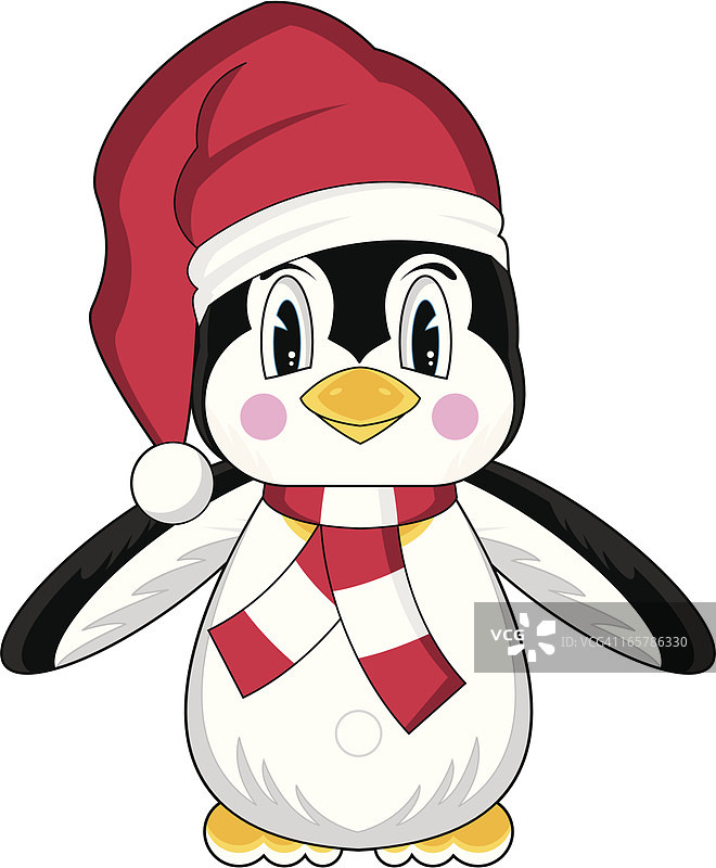 戴圣诞帽的可爱企鹅图片素材