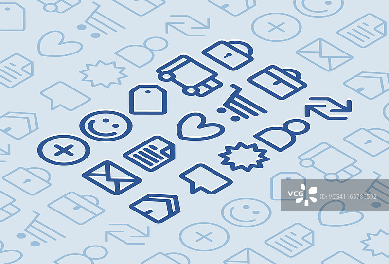 醒目的浅色线框等距电子商务图标图片素材