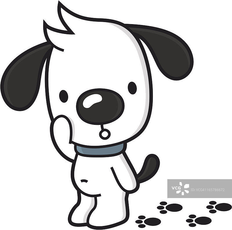 爪子脏兮兮的卡通小狗图片素材