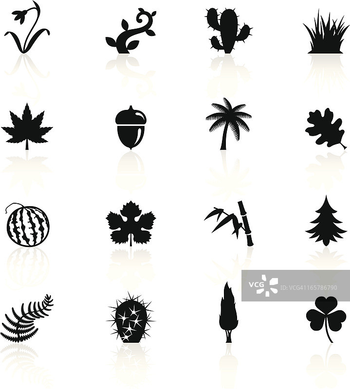 黑色植物符号插画图片素材