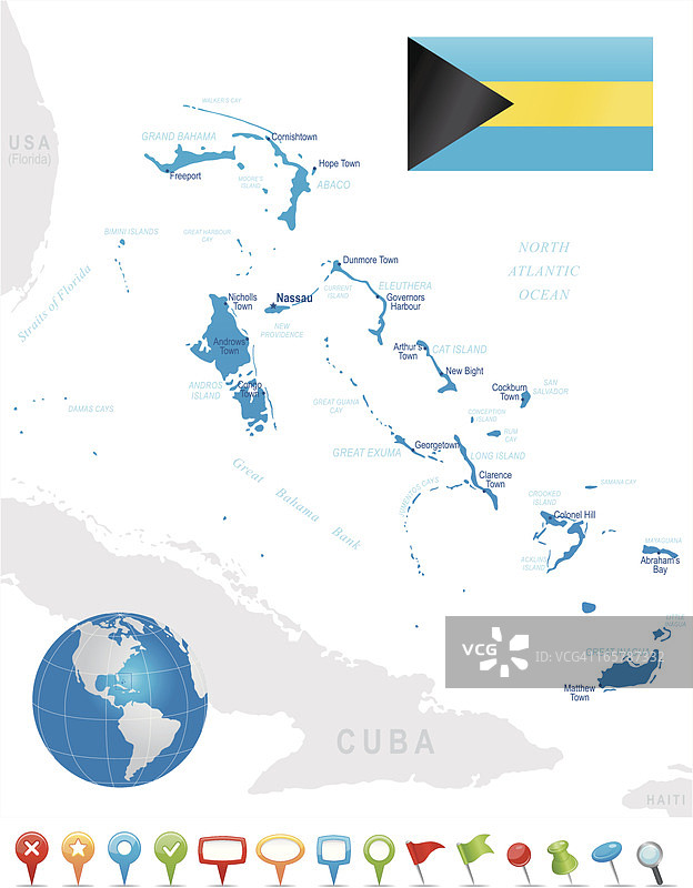 巴哈马高精度地图图片素材