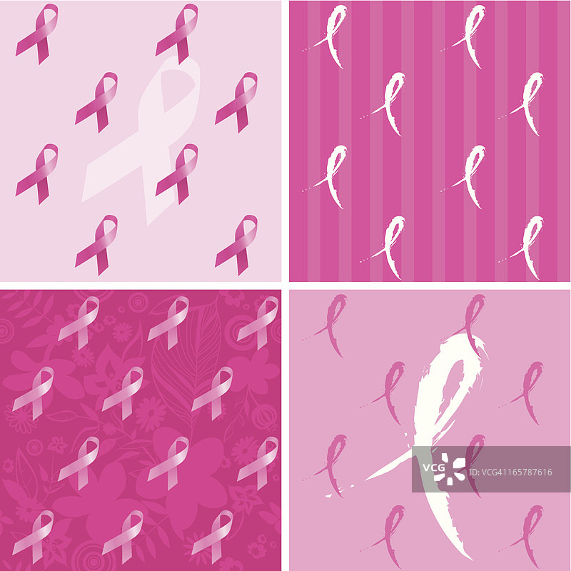 粉红丝带无缝墙纸套装图片素材