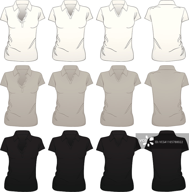 带多个领子的女士空白Polo衫图片素材