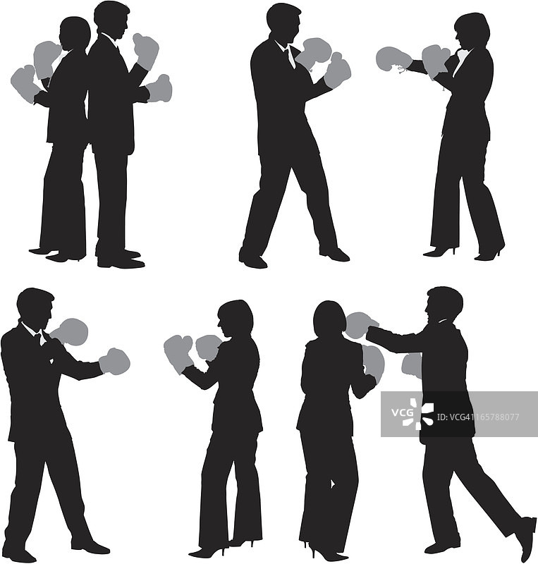 商务情侣剪影拳击图片素材