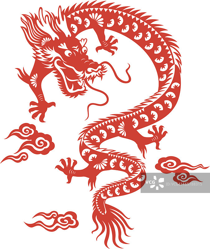 中国龙剪纸艺术图片素材