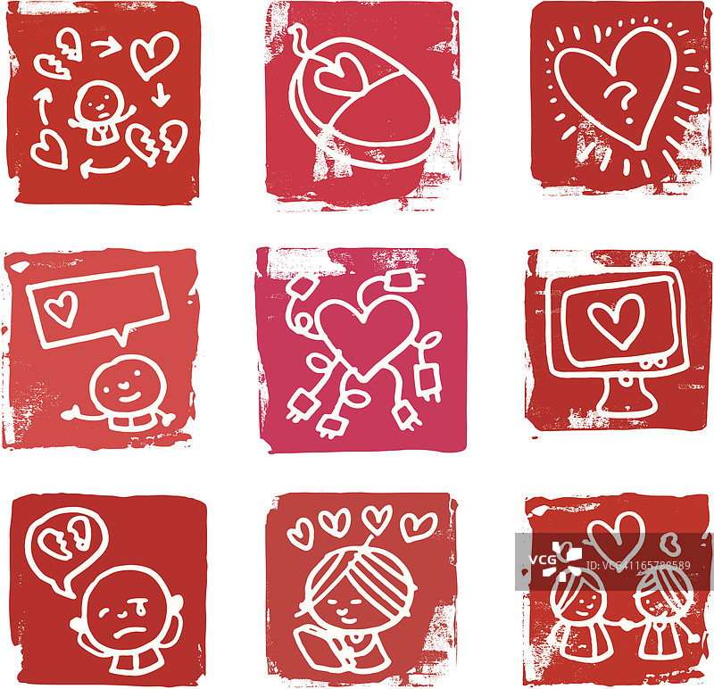 在线约会和浪漫图标集图片素材