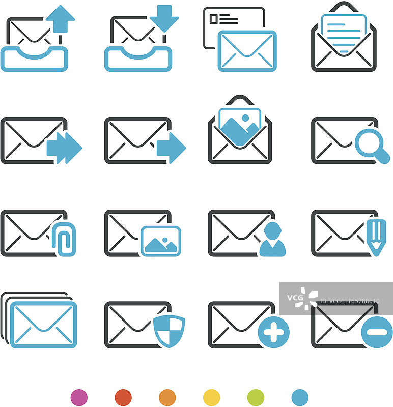 邮件和通讯图标集图片素材