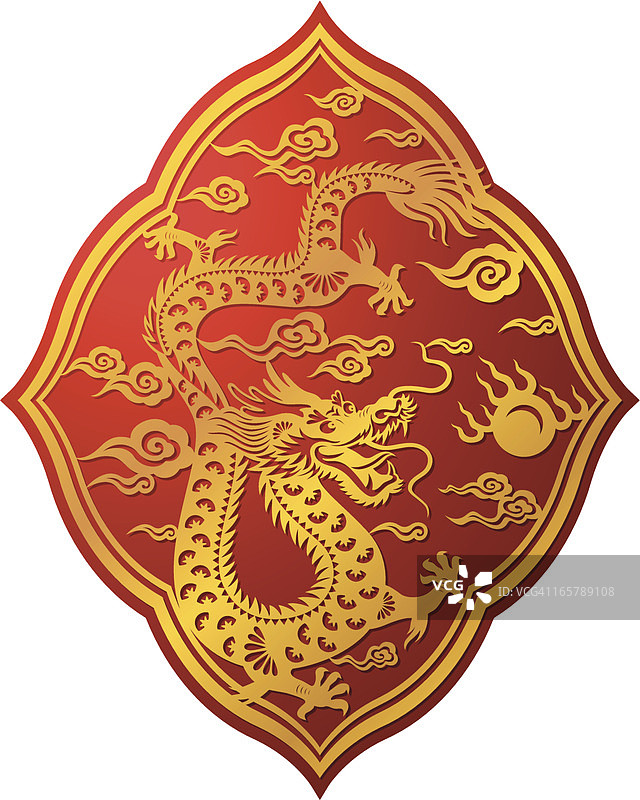 金色中国龙艺术符号图片素材