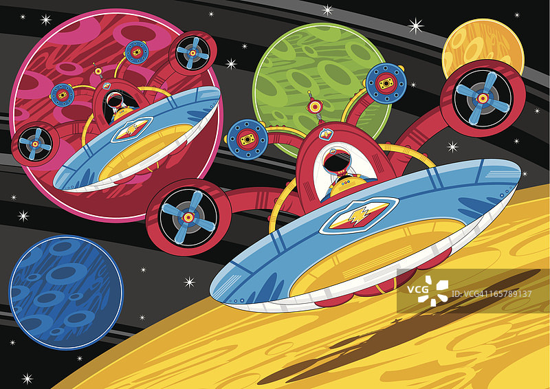 宇航员与行星场景图片素材