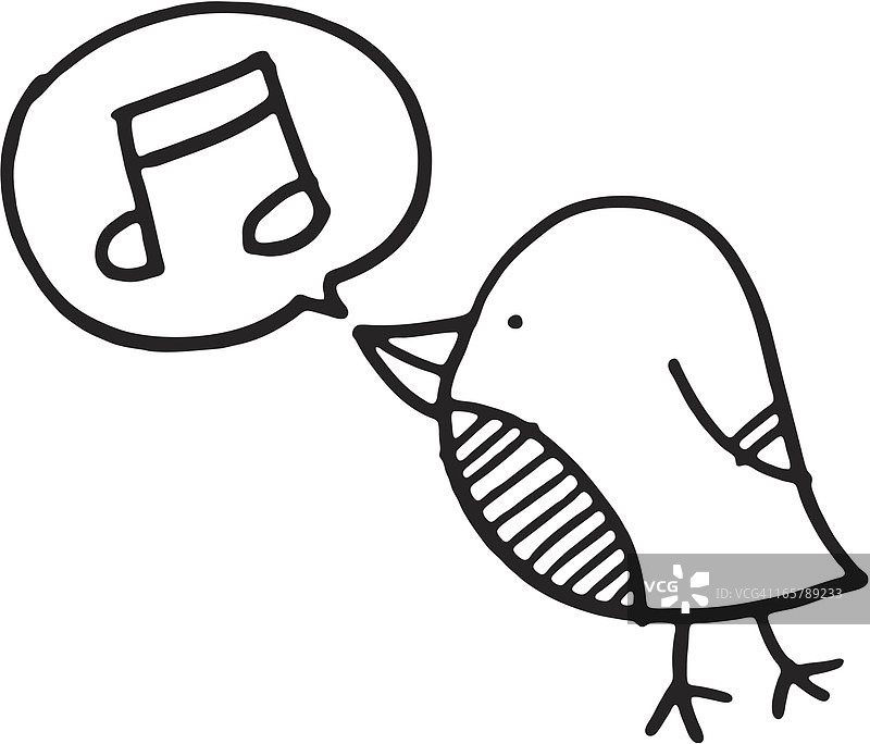 带有音符和对话气泡的小鸟图片素材