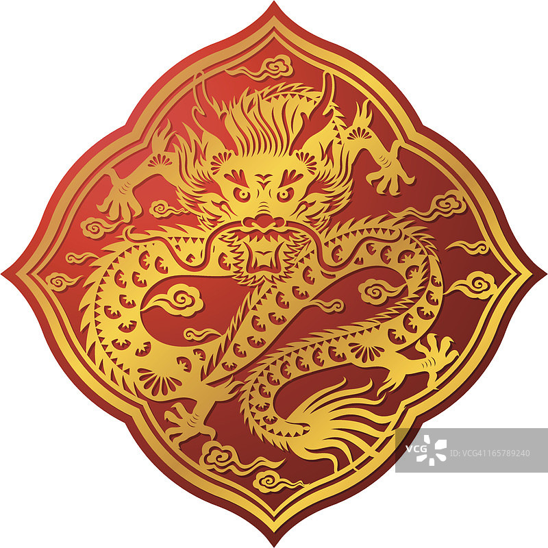 金色中国龙艺术符号图片素材