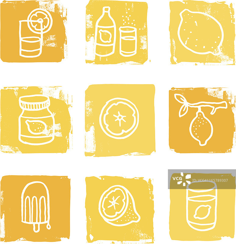 柠檬粗糙块状图标集图片素材