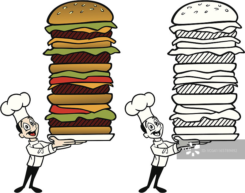 厨师与大汉堡图片素材