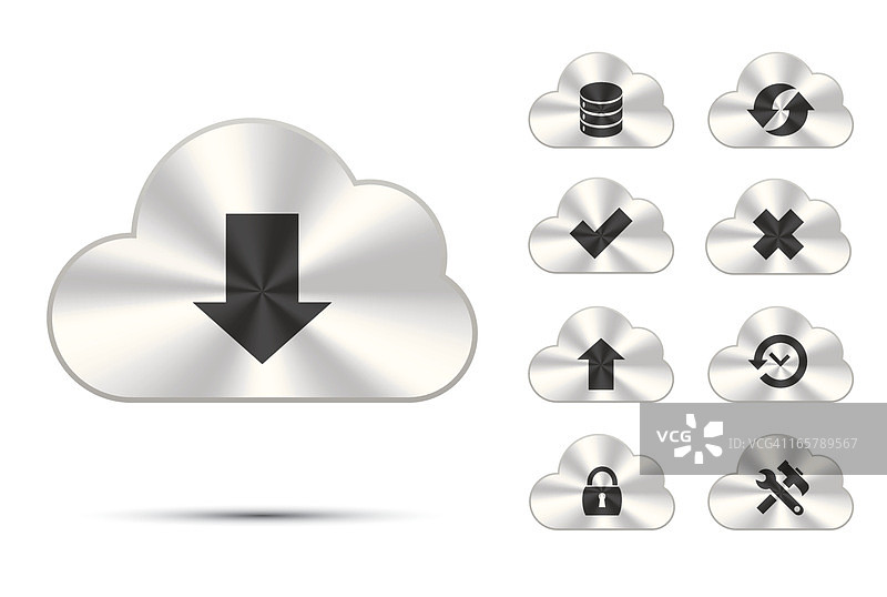 金属质感云计算图标图片素材