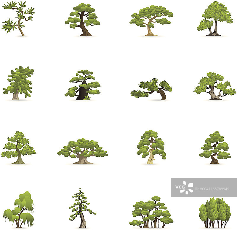 彩色图标 - 绿色树木图片素材