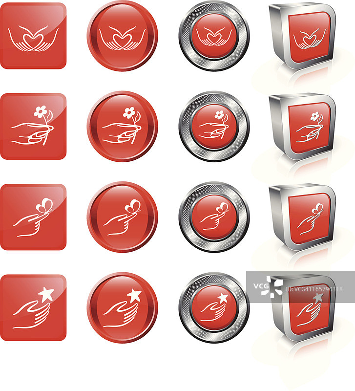 人手展示自然美景矢量按钮套装图片素材