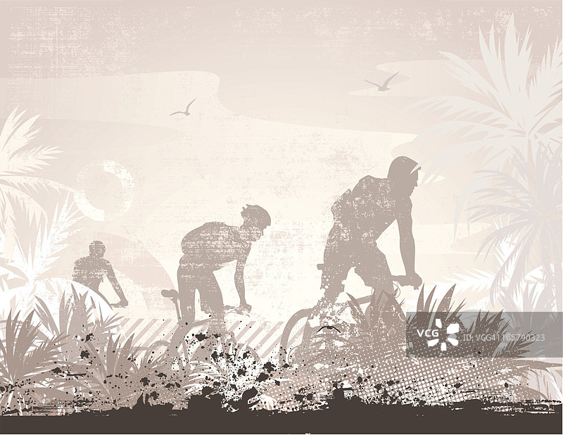 热带景观中的骑行者图片素材