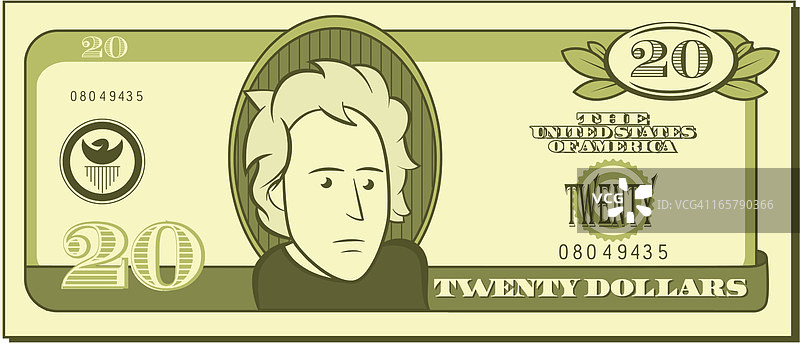 二十美元卡通钞票图片素材