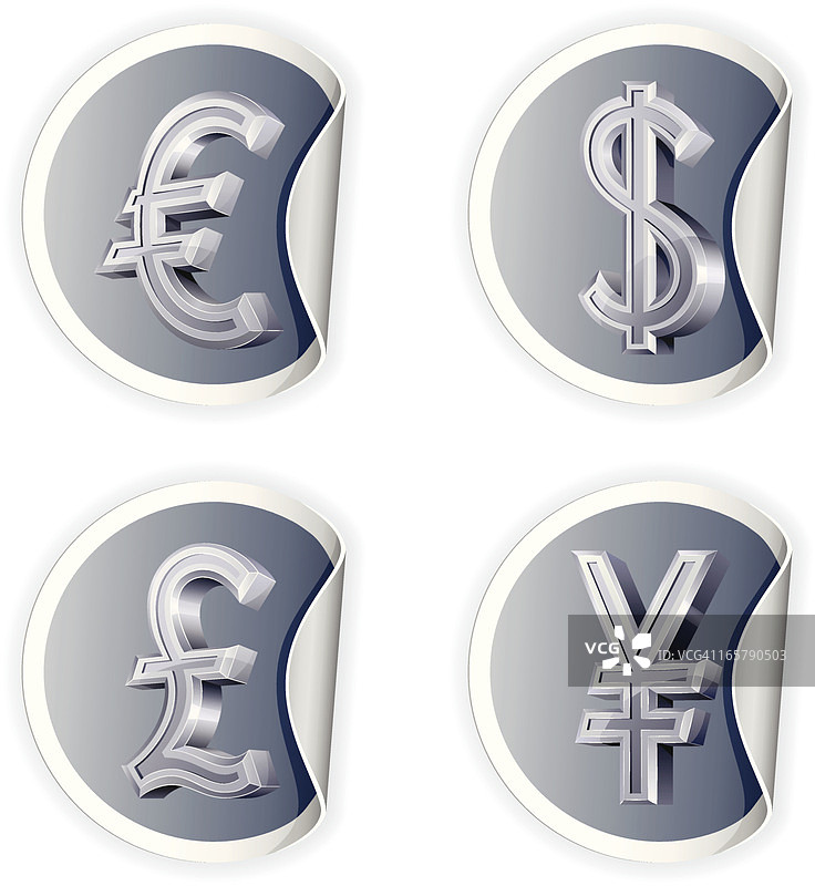 带有货币符号的贴纸图片素材