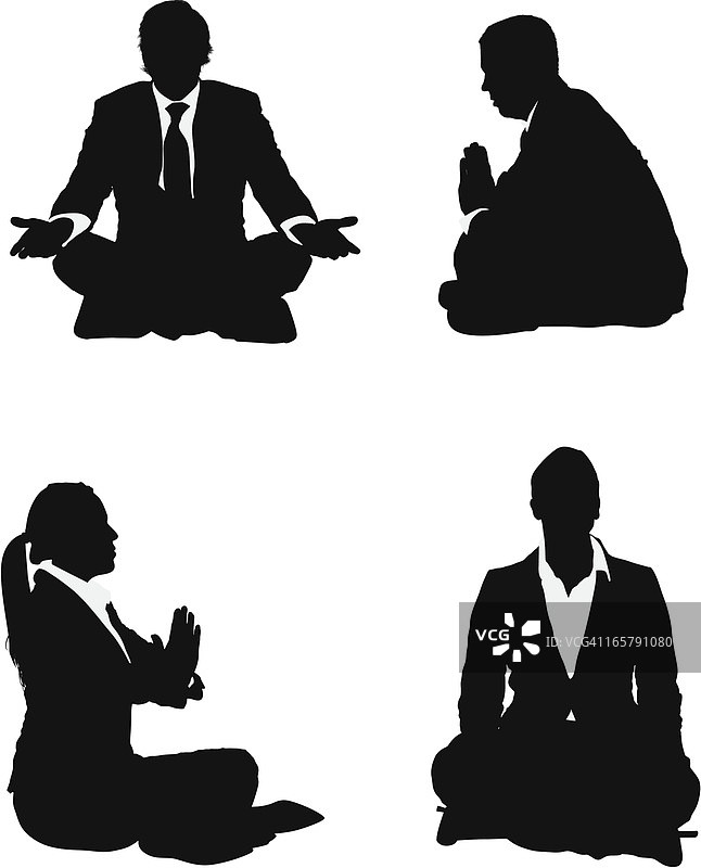 商务高管冥想剪影图片素材
