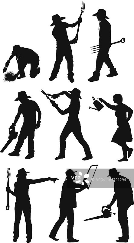 园艺的人们剪影图片素材