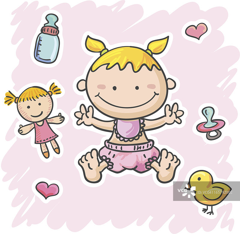 女婴和她的玩具图片素材