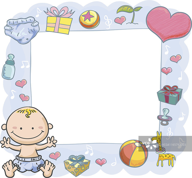 带华丽相框的男婴图片素材