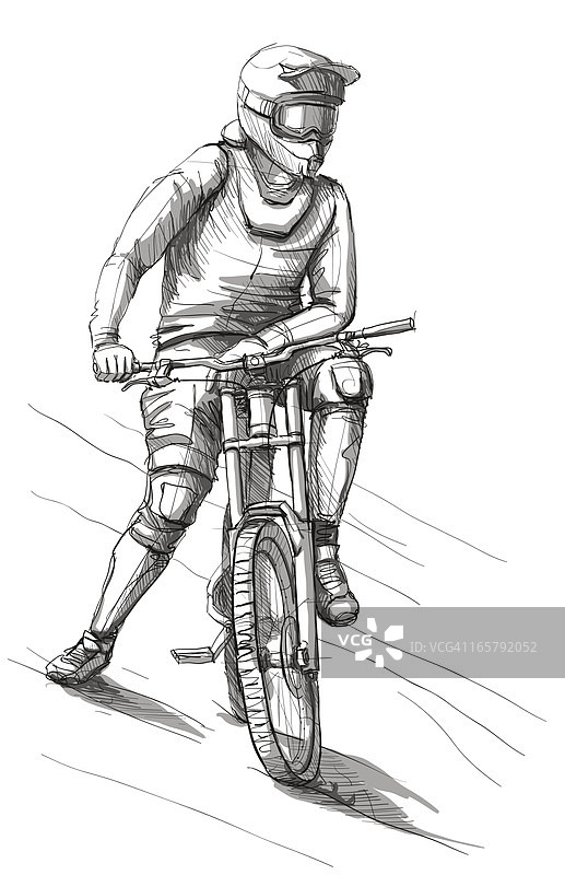 骑自行车男子绘画图片素材