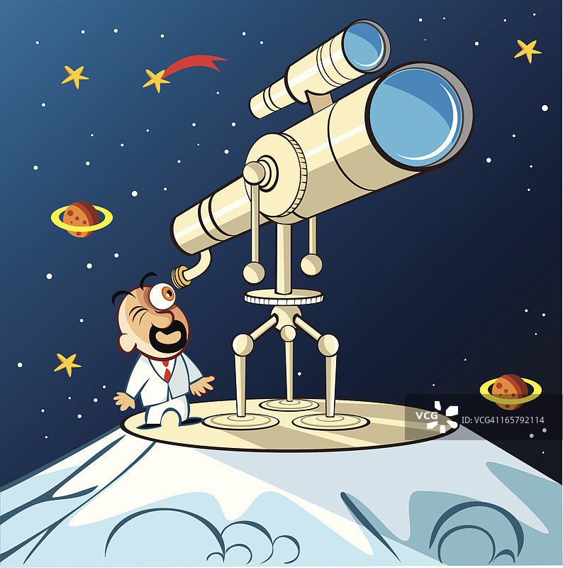 望远镜与科学家图片素材