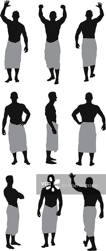 不同姿势的男人轮廓图片素材