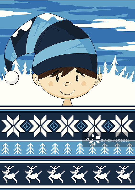 可爱的小精灵和圣诞条纹图片素材