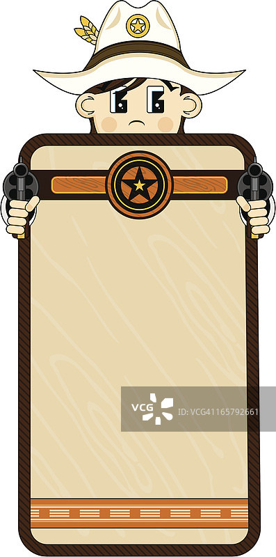 带枪的可爱牛仔警长框架图片素材