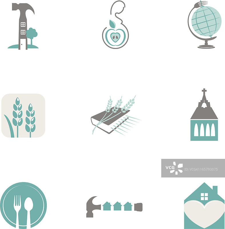 慈善非营利组织图标集图片素材