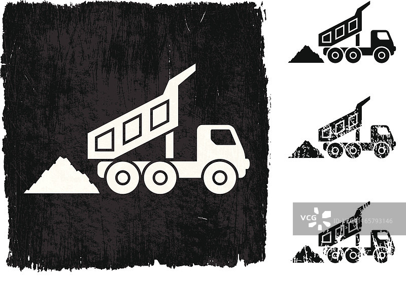 黑色免版税矢量背景上的煤矿卡车图片素材