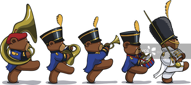 行进的泰迪熊图片素材