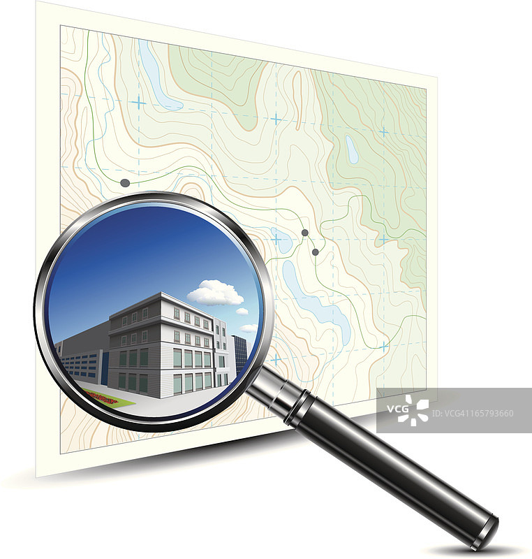 地形图和放大镜图片素材