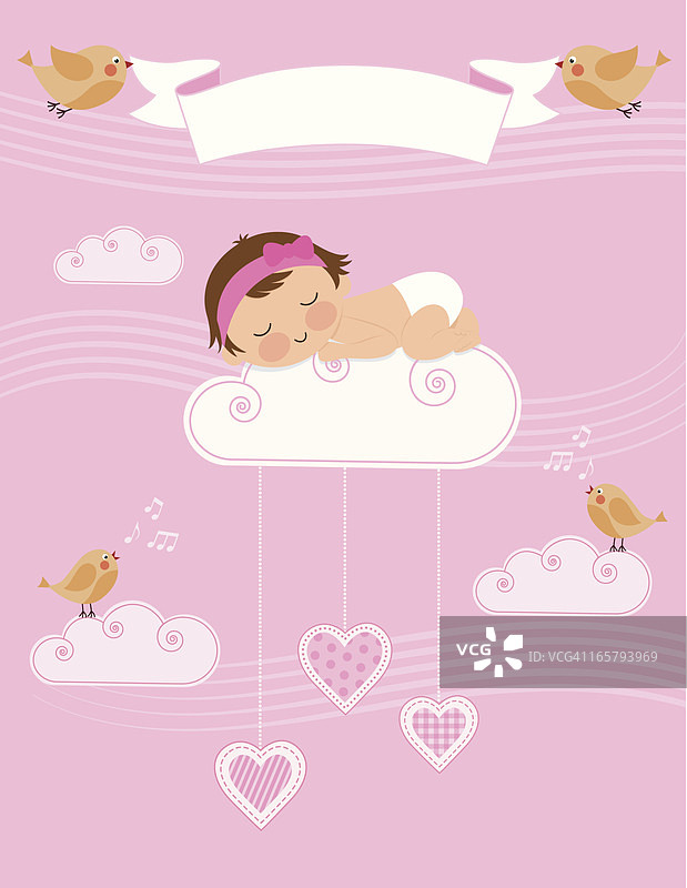 女婴出生公告图片素材