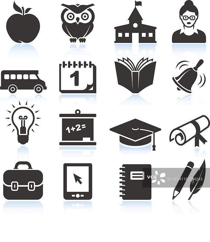 学校与教育黑白矢量图标合集图片素材