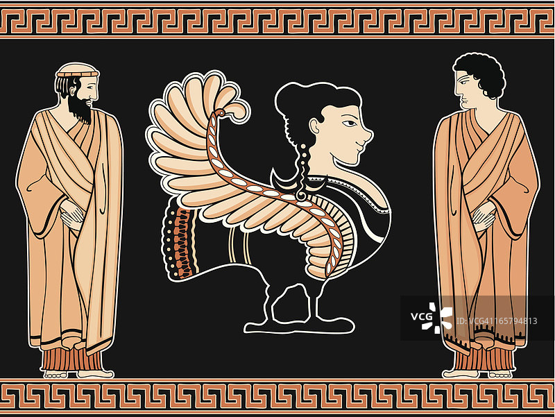 两个希腊男人和海妖图片素材