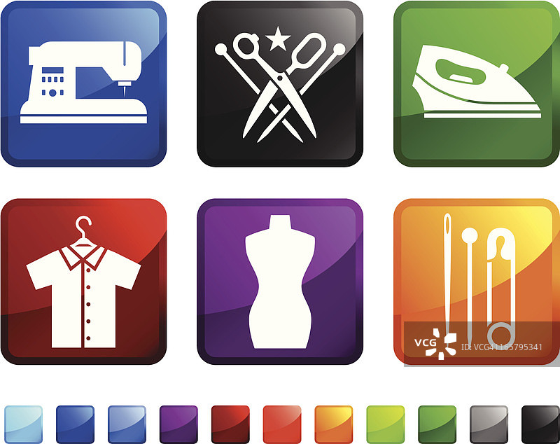 裁缝和缝纫免版税矢量图标贴纸套装图片素材