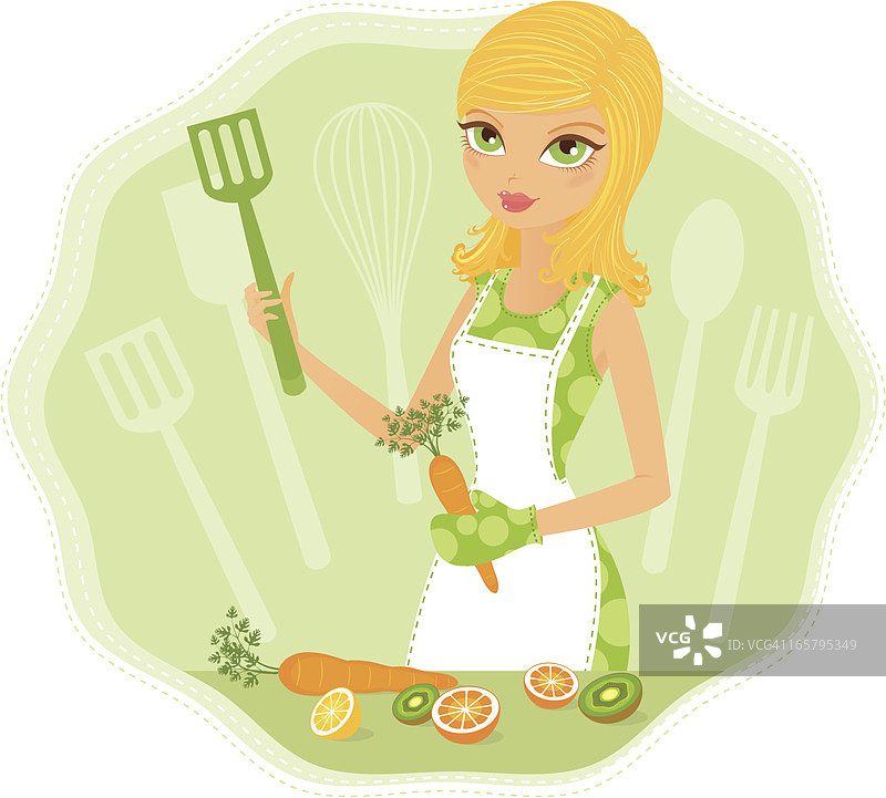 复古女孩厨师图片素材