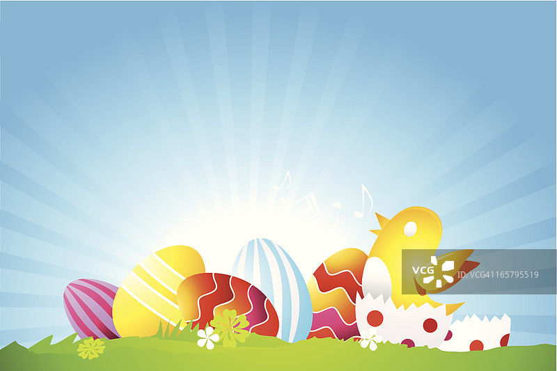 复活节小鸡的歌唱诞生图片素材