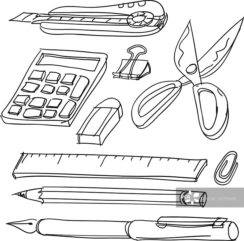 素描风格的文具图片素材