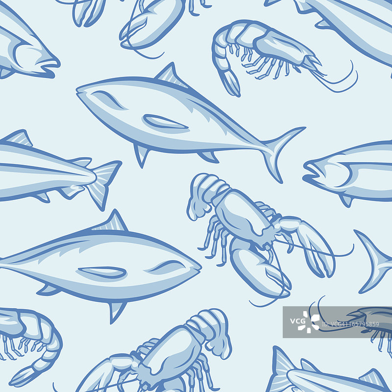 无缝海鲜图案图片素材