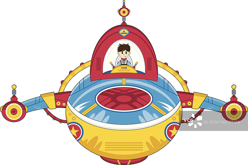 宇航员与复古火箭图片素材