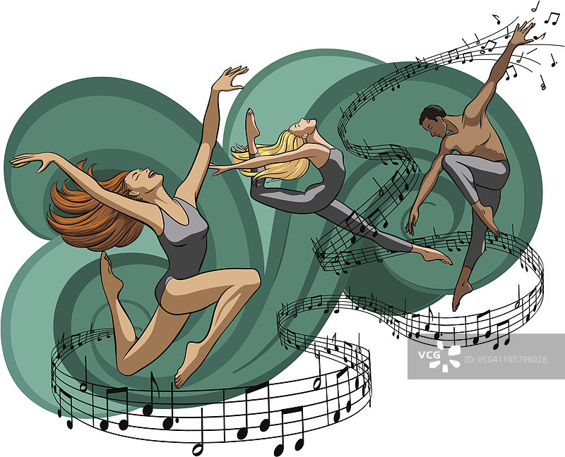 现代爵士舞者与音乐图片素材